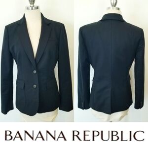 Banana Republic Women's Black Stretch Blazer Suit Jacket Casual Career Lined EUC